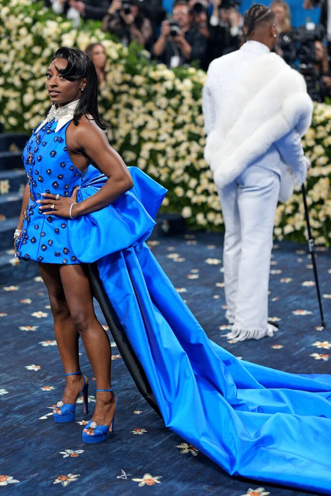 Simone Biles on the Met Gala Blue Carpet