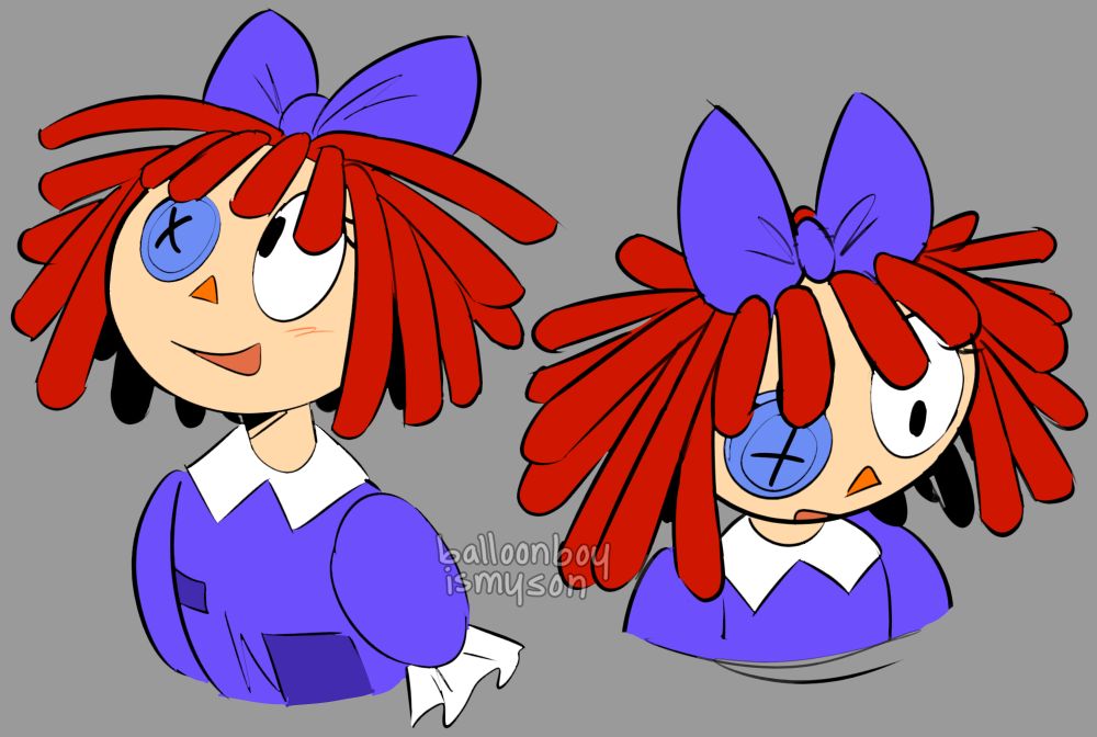 On the left a bust of Ragatha smiling and looking to the left. On the right Is her with her mouth open, and from an upward angle.