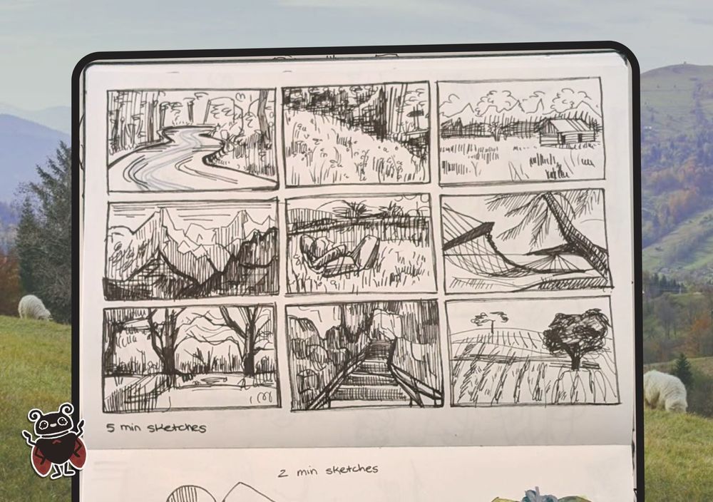 The upper page of the sketchbook spread.
