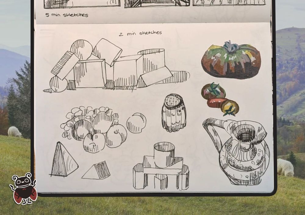 The lower page of the sketchbook spread.