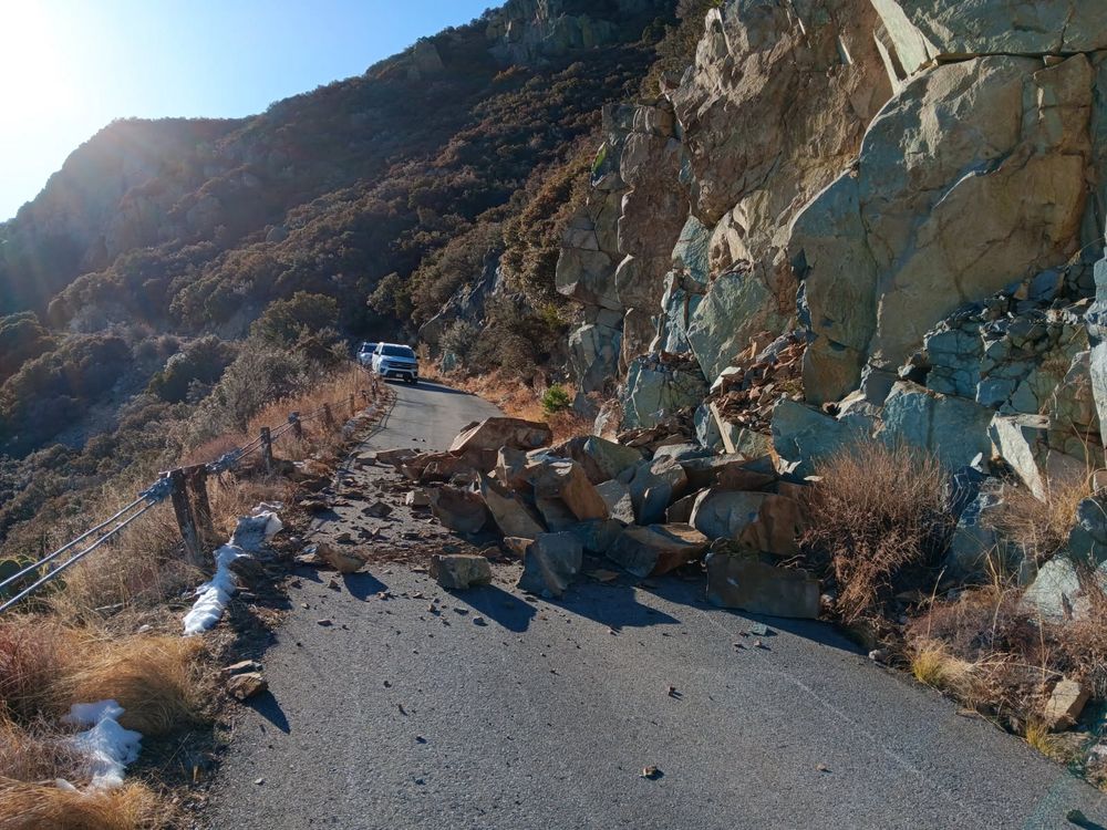 A rock slide is blocking the road up Mt Hopkins.