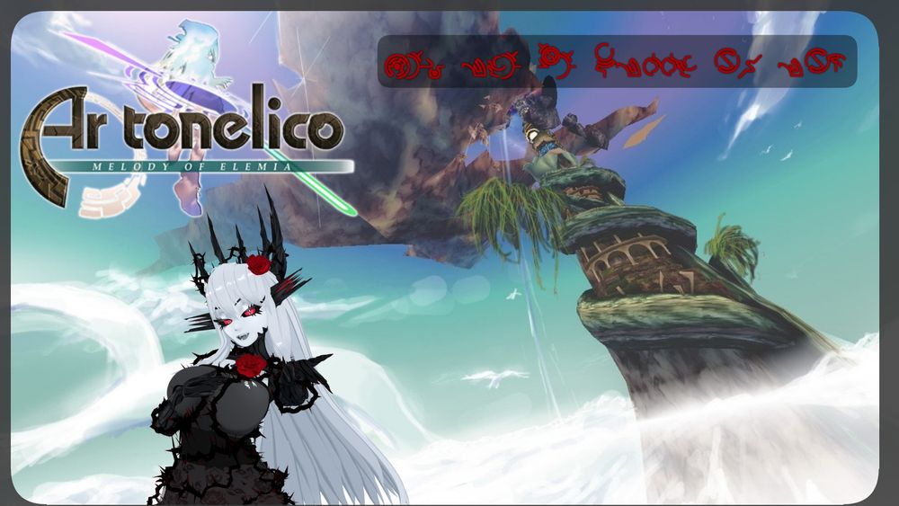A promotional Thumbnail for today's stream. Annalise is standing in-front of the in-game model for the First Tower of Ar Tonelico, singing. The game's title is above her. 

At the top right is Hymmnos Text; anglicized it reads "Was yea ra hymme oz you", which mean "I am very happy to sing for you".

To signify the game is special to her, she left the colors of the background saturated.
A promotional Thumbnail for today's stream. Annalise is standing in-front of the in-game model for the First Tower of Ar Tonelico, singing. The game's title is above her. 

At the top right is Hymmnos Text; anglicized it reads "Was yea ra hymme oz you", which mean "I am very happy to sing for you".

To signify the game is special to her, she left the colors of the background saturated.