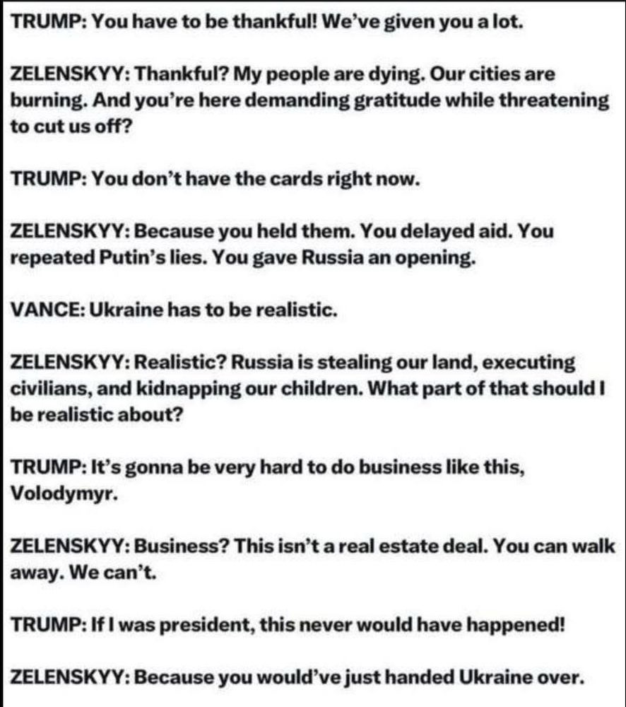 Dialog Transcript Between Presidents Zelenskyy and Trump in the Oval Office 