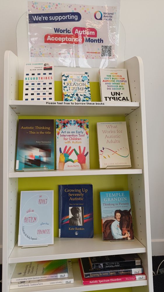 Book display of books about the various aspects of autism 