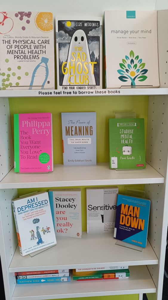Various books promoting good mental health 