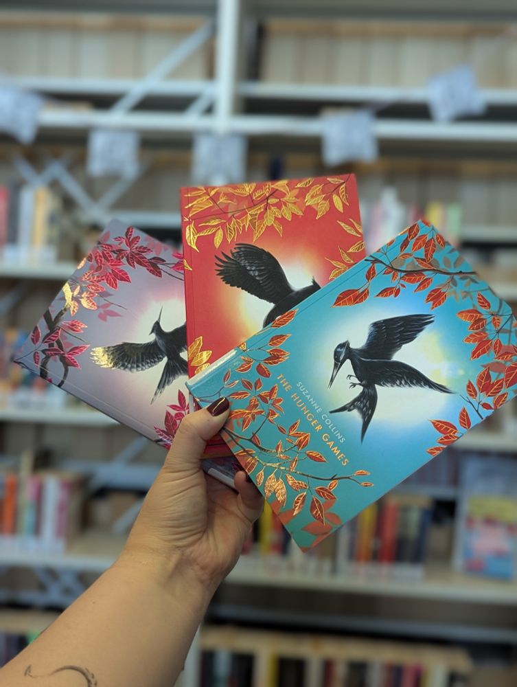 Image of a hand holding 3 books 