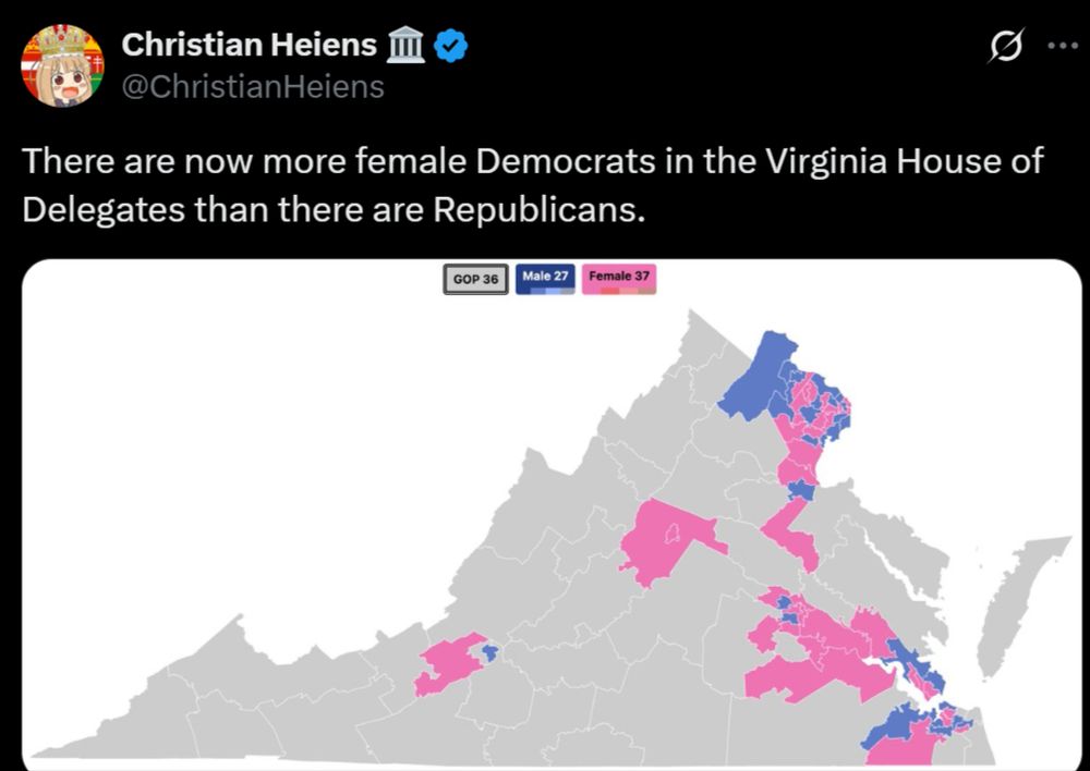 There are now more female Democrats in the Virginia House of Delegates than there are Republicans.