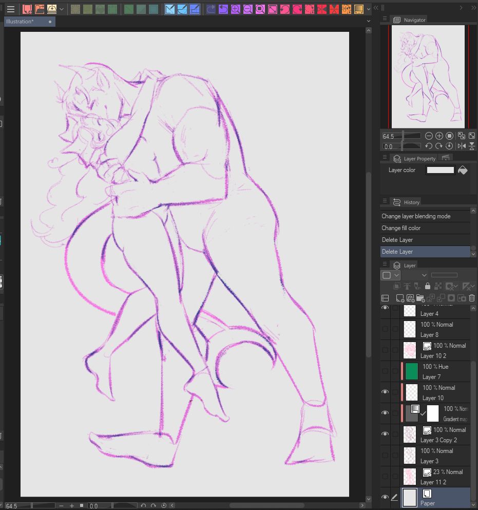 sketch of a couple with a significant height difference. the man's face nuzzling next to her hers. they both have a very joyous expression on their face.