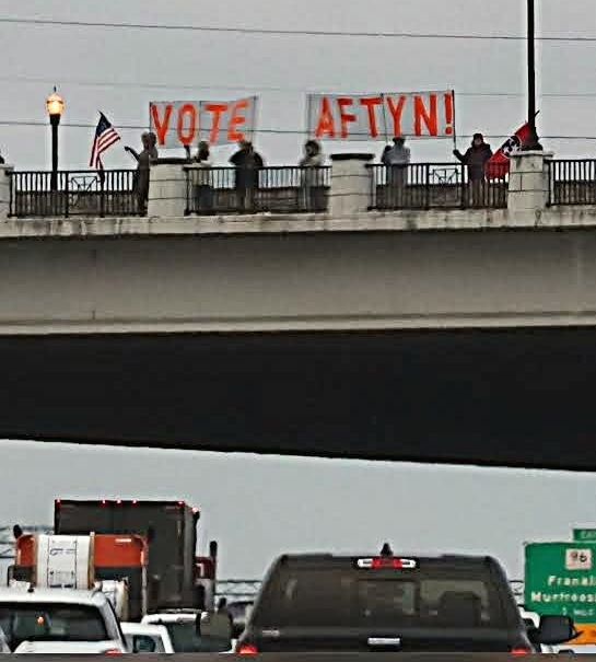 Voters standing in the cold on the bridge over I65 (I think? Maybe I40) in Nashville holding up a "Vote Aftyn" sign for people in cats during rush hour (which in Nashville is from 2-7). 