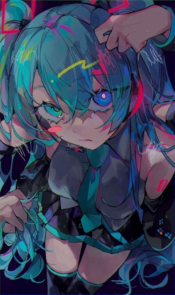 hatsune miku with neon accents