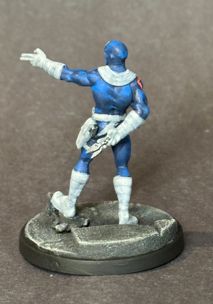 Painted minister of Bullseye from Marvel Crisis Protocol.