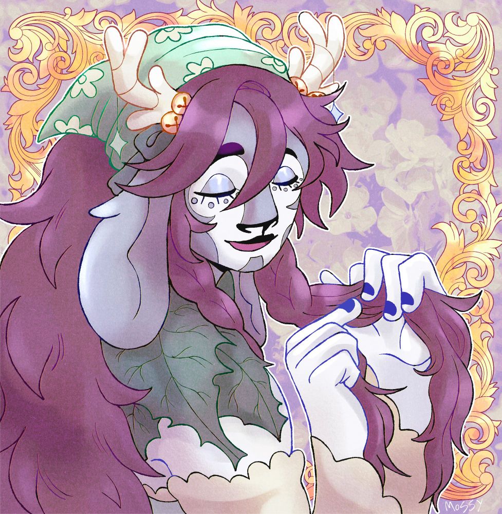 first artfight attack! this is @samwisegamzee's oc Finnegan, braiding his hair!
