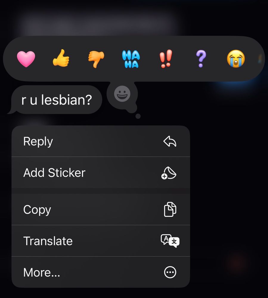 friend follows up with a text asking “are you lesbian?”