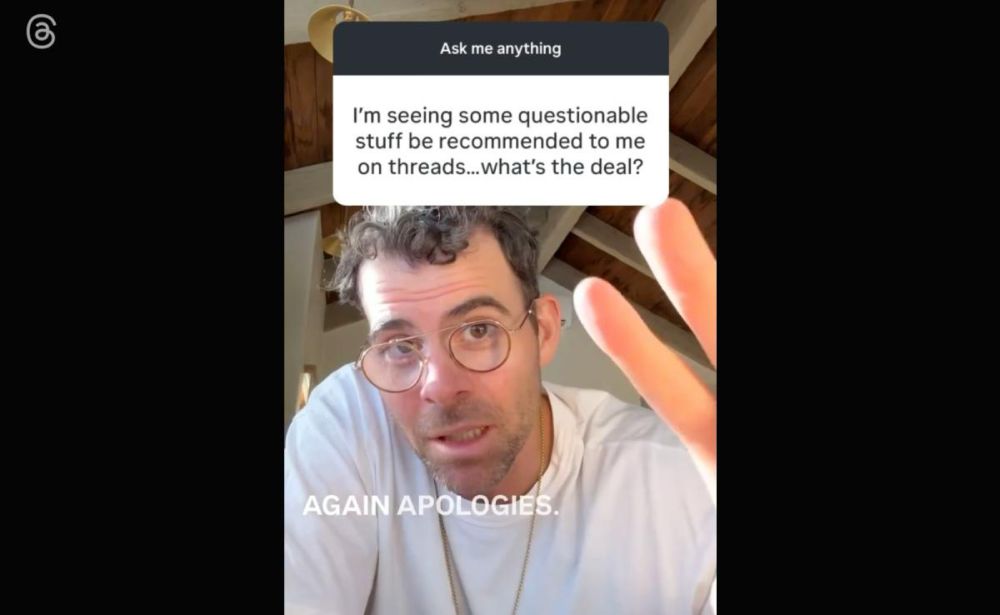 Instagram head Adam Mosseri says sorry for all those trashy Threads recommendations