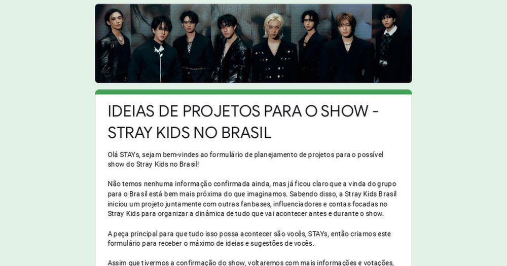 IDEIAS DE PROJETOS PARA O SHOW - STRAY KIDS NO BRASIL