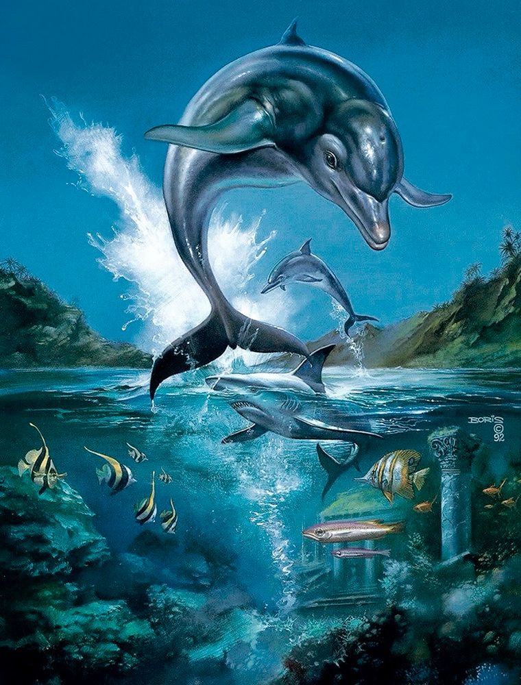 Ecco the Dolphin, art by Boris Vallejo https://www.borisjulie.com/product/ecco-the-dolphin/