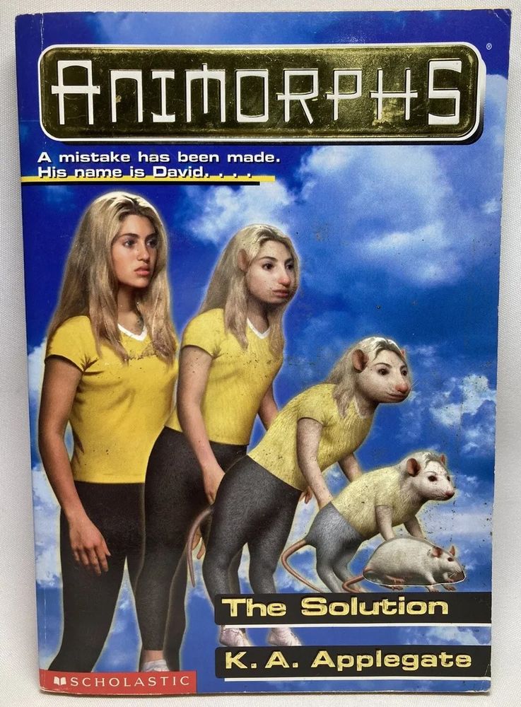 The animorphs cover of a yellow shirted blonde woman gradually morphing into a mouse. Body horror a bit. (for anyone who tries to correct I know they are called Yeerks)