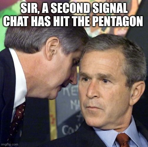 George Bush is informed about Hegseths fresh signal leak while reading to schoolchildren in 2001