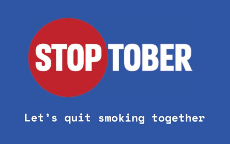 Logo for 'Stoptober' with the words 'Let's quit smoking together'.