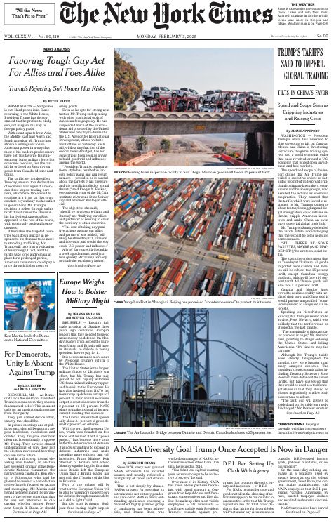 front page of NYT today