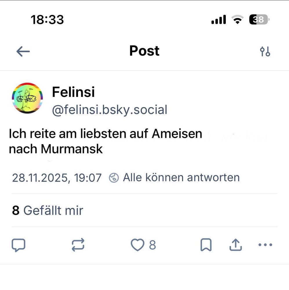 Skeet von felinsi 
„Ich reite am liebsten auf Ameisen nach Murmansk“