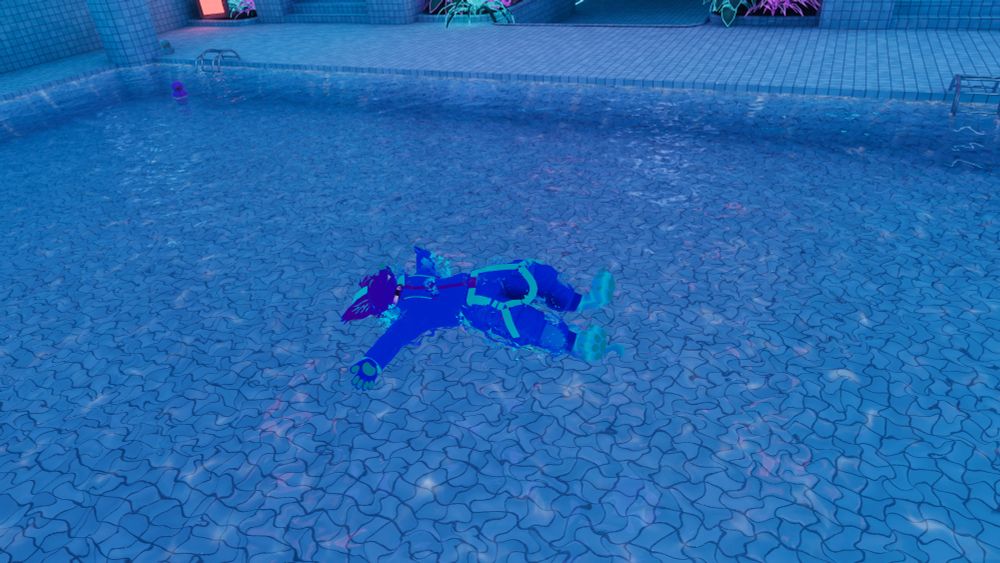 Vapor laying down and chilling in the pool