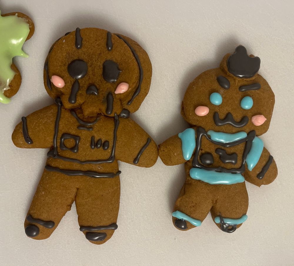 the soap and ghost gingerbread men are now holding hands.