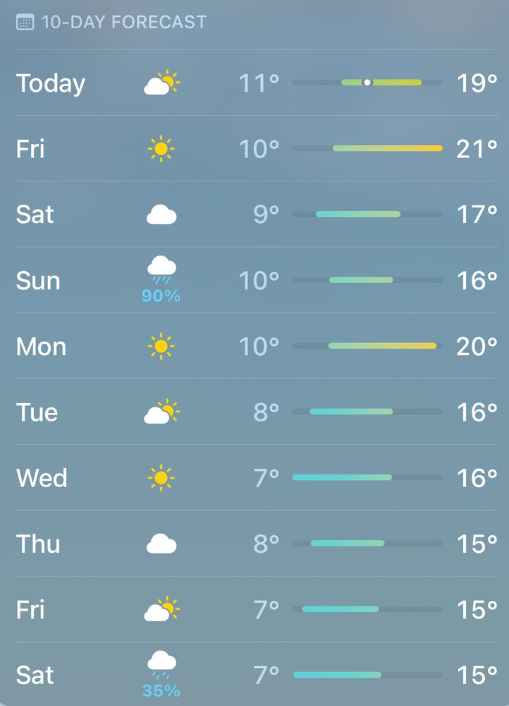 Screenshot of weather forecast 