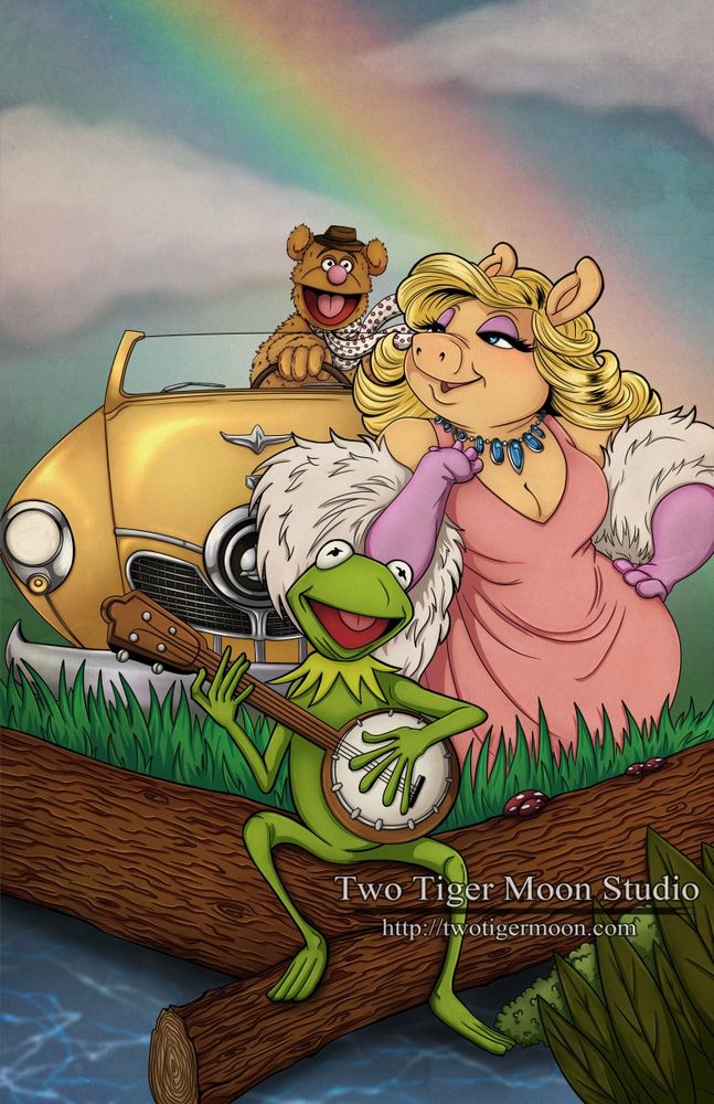 Tribute poster to The Muppet Movie with Fozzy Bear, Miss Piggy, and Kermit the Frog. 
