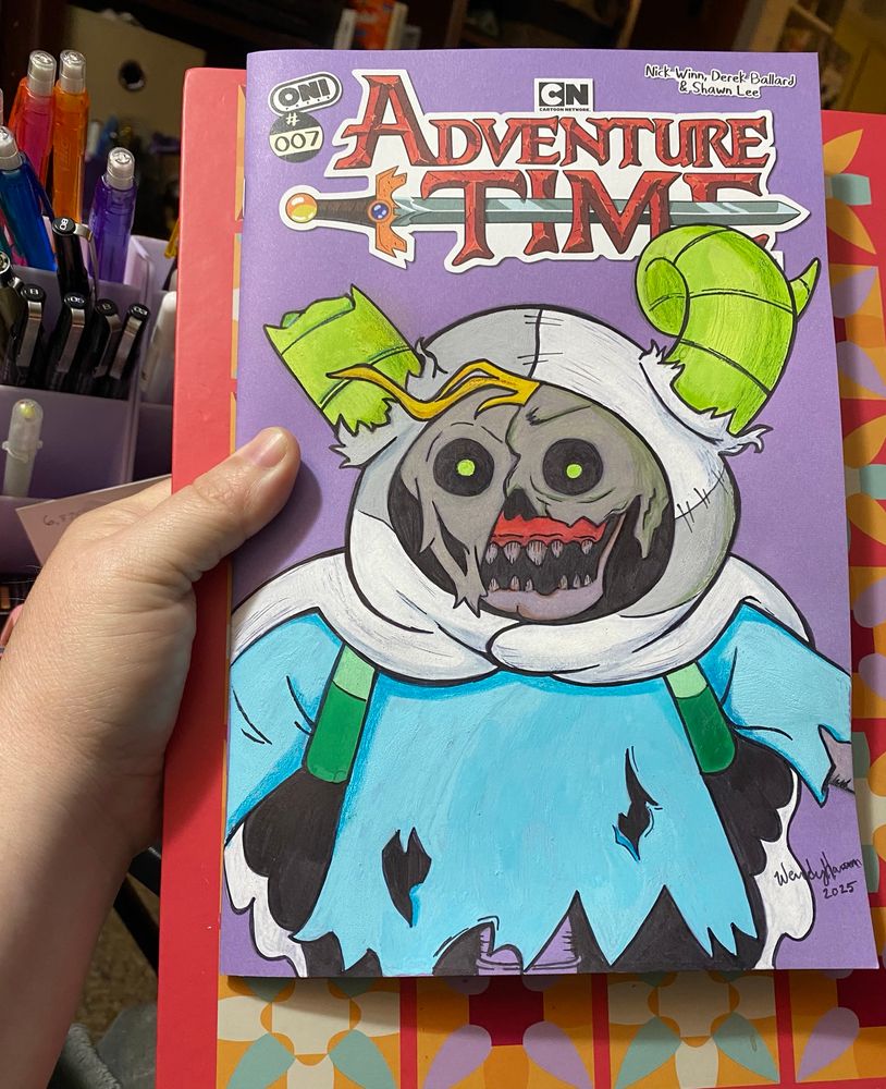 Adventure Time purple blank variant cover with Finn the Lich done in Ohuhu acrylic markers.