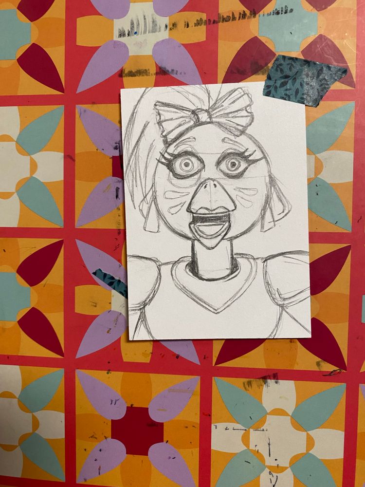 Glamrock Chica sketch card done in pencil