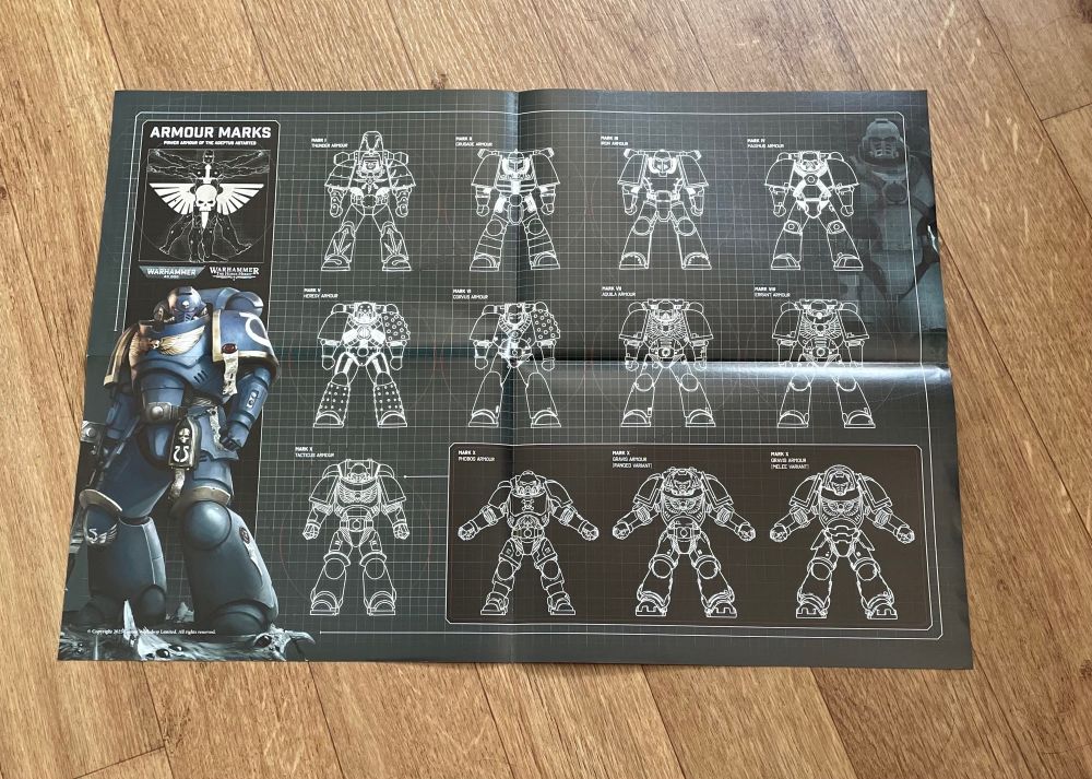 Poster showing space marine armour types
