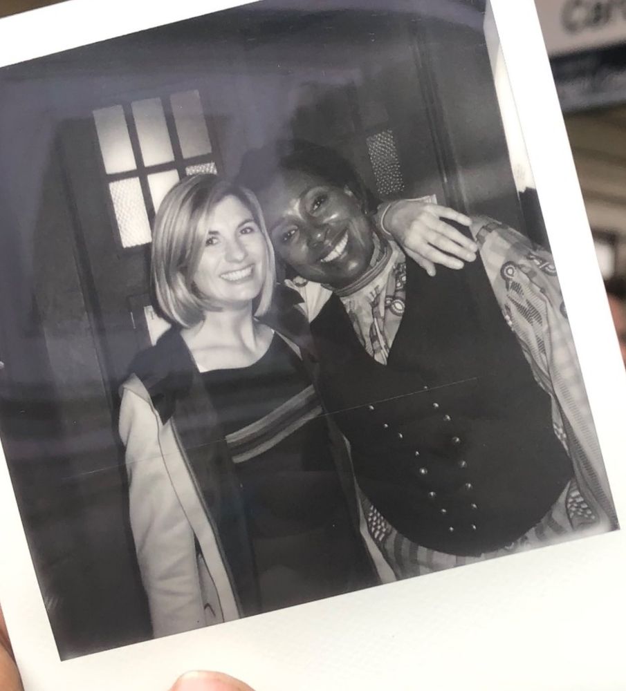 #JodieWhittaker #JoMartin #13thDoctor #FugitiveDoctor #Doctor Who.
BTS "Fugitive of the Judoon" Season 12.Huggy time outside the Tardis! (Photo by James Pardon?)