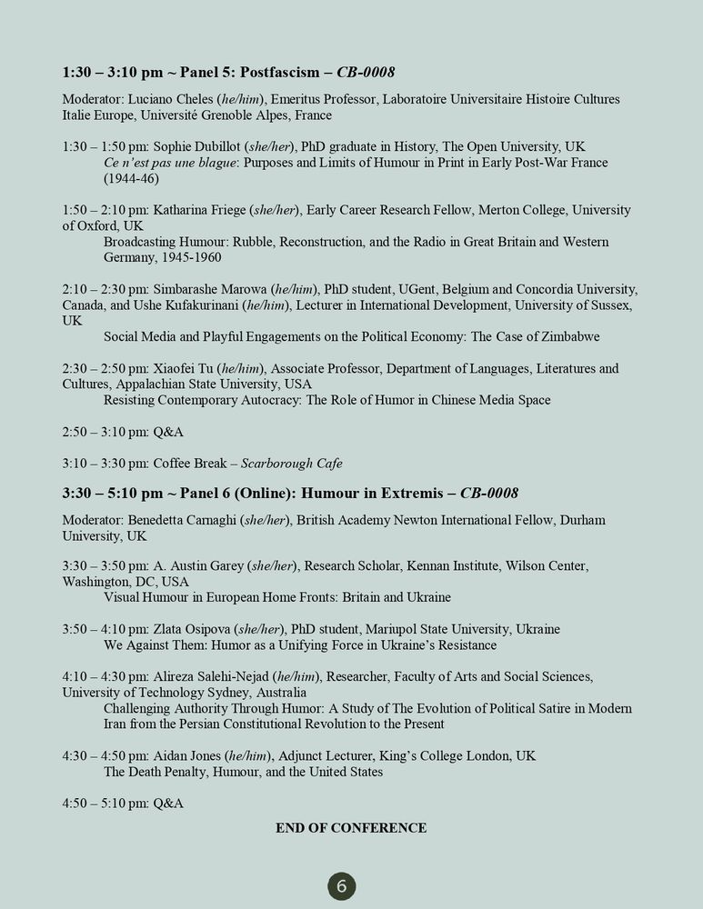 Laughter as a Political Coping Mechanism schedule