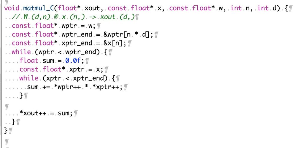 matmul function, pure C