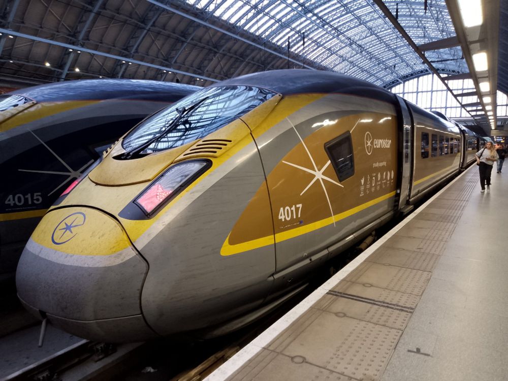 Good Eurostar train waiting to leave London St Pancras for France and Belgium