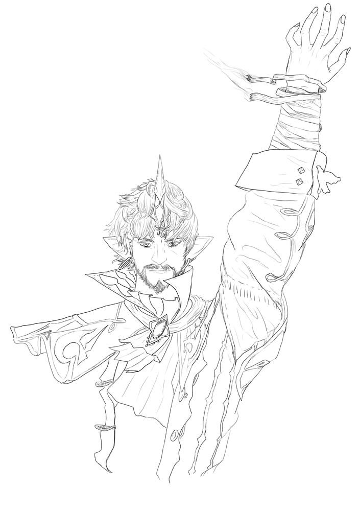 A Hand! Buttons! The Third, Layered Cravat on this extremely ostentatious shirt!