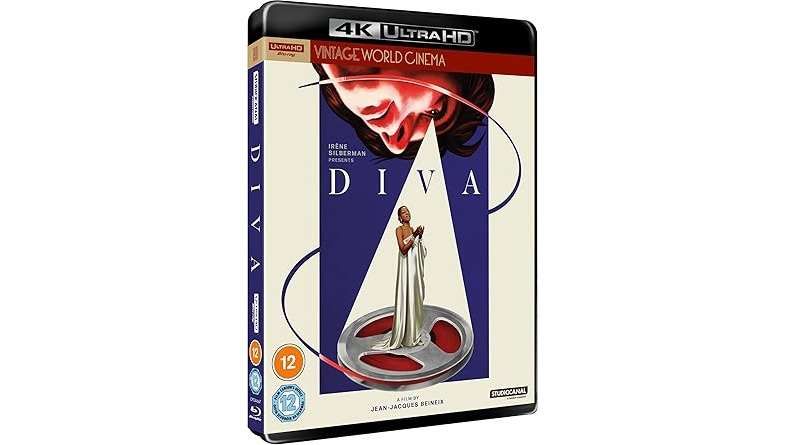 An image showing the cover of the 4K Blu-ray of Diva by director Jean-Jacques Beineix, released by Studiocanal