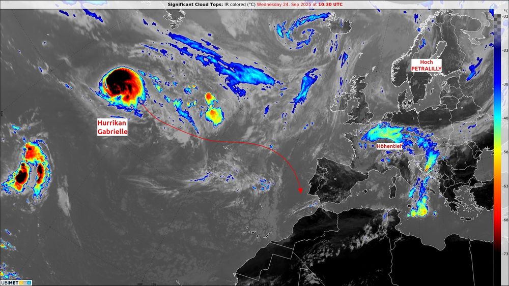 Satellitenbild mit den relevanten Drucksystemen © EUMETSAT/UBIMET