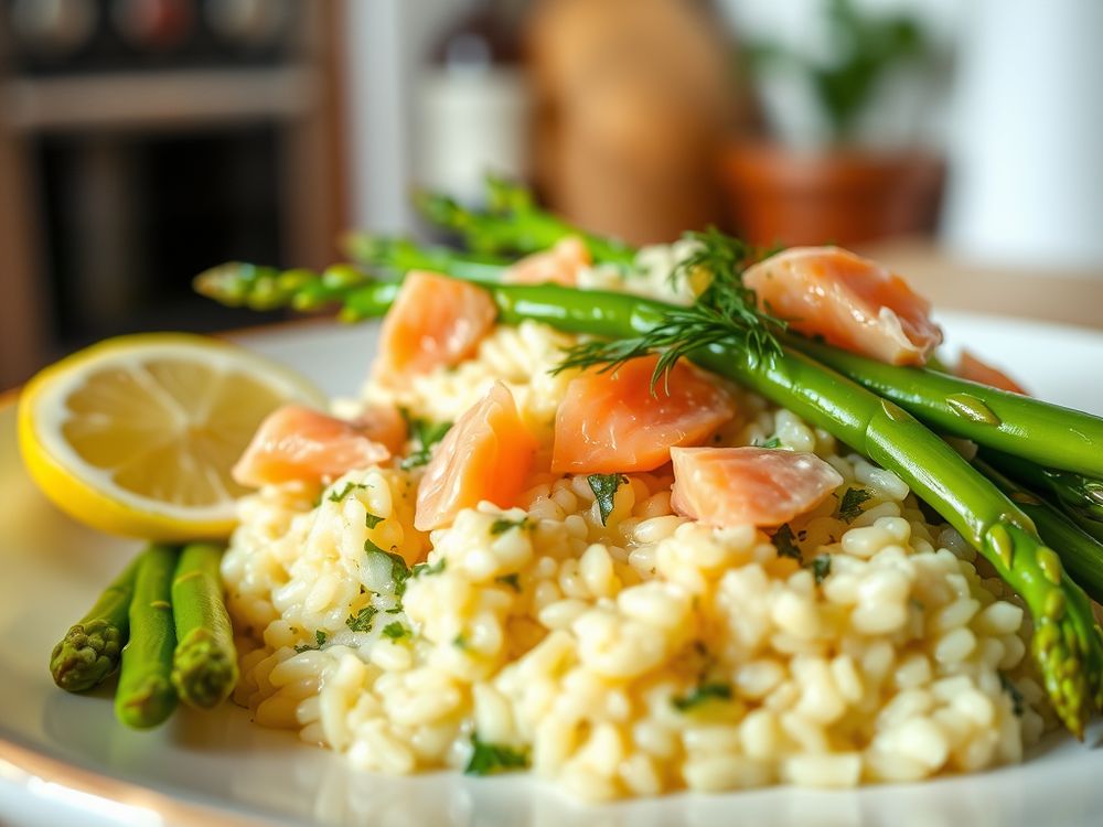 Smoked Salmon, Dill & Asparagus Risotto for One