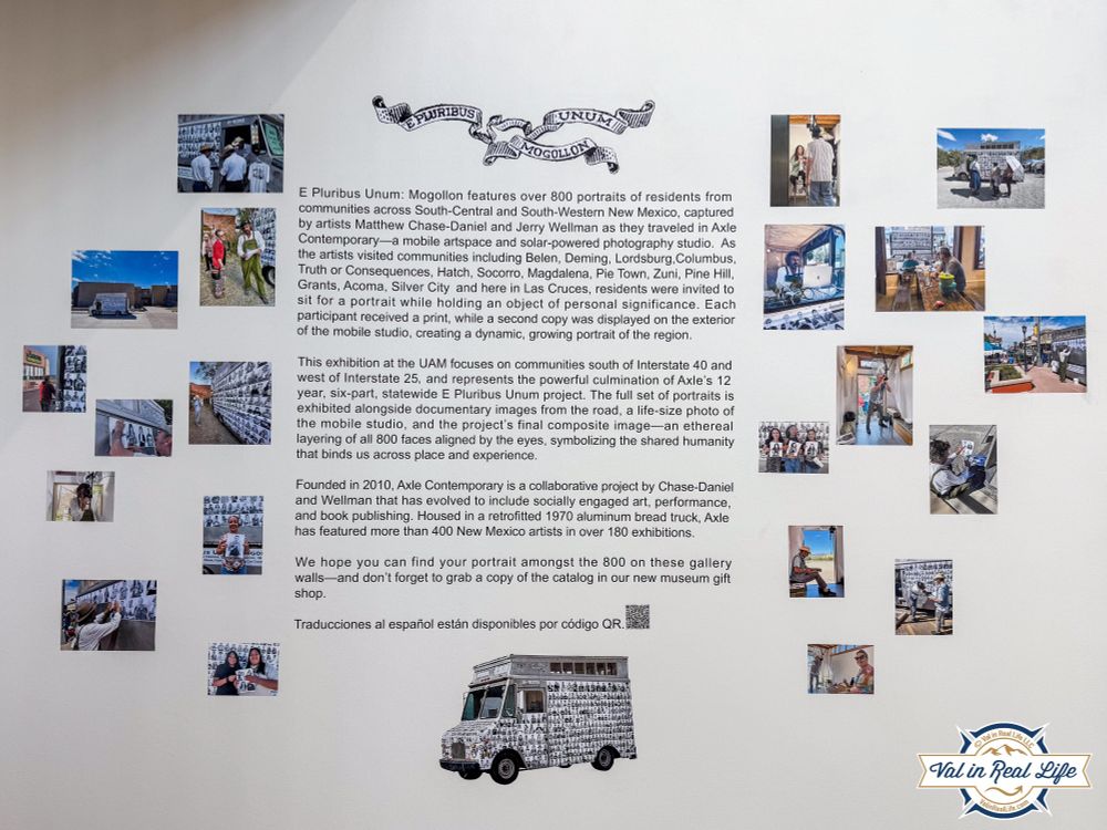 The story of the E Pluribus Unum: Mogollon project by Axle Contemporary displayed on a museum wall.