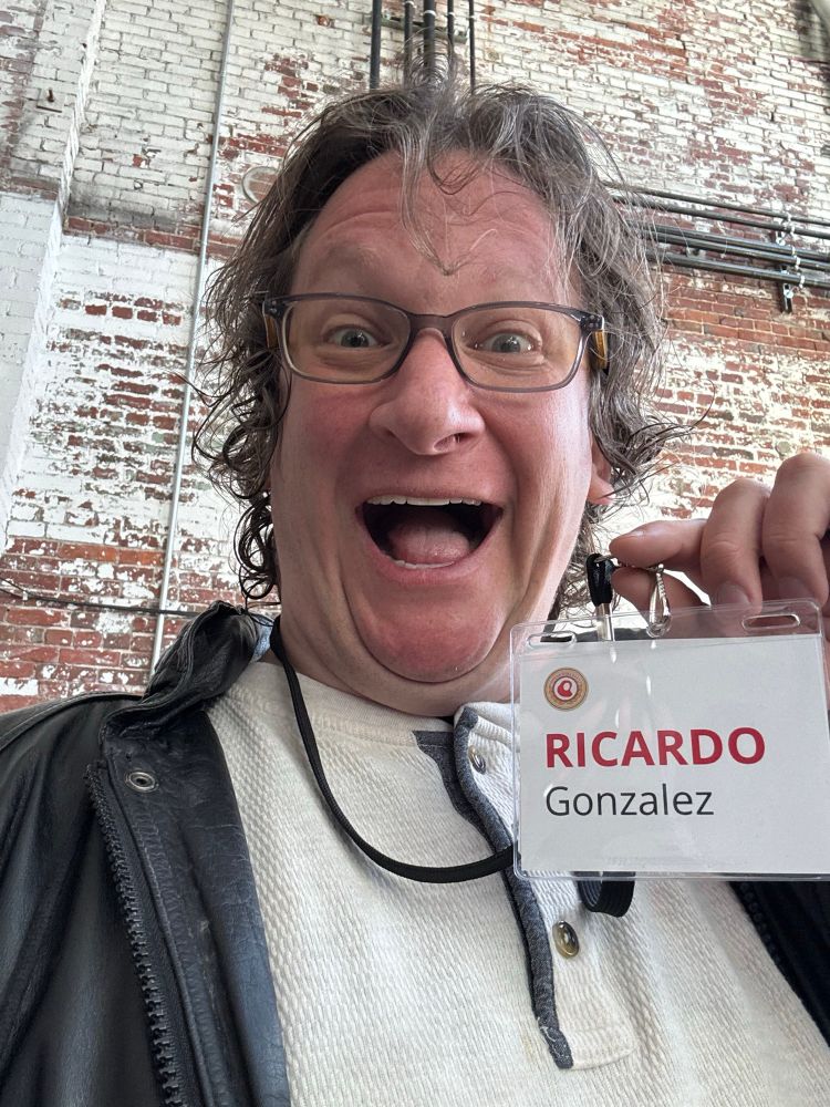Me, wearing Ricardo’s nametag 