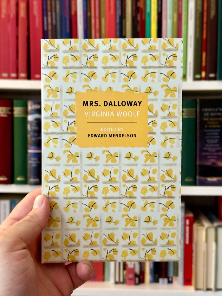 Holding up the new NYRB Classics edition of Mrs. Dalloway