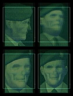 Beret-wearing Roy Campbell from Metal Gear Solid but you can also see his skull