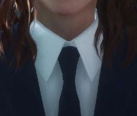 Cissnei's tie knot in Crisis Core Reunion. It is narrower and longer-looking than the other Turks' tie knots; her tie is likely the same width but made of thinner fabric.