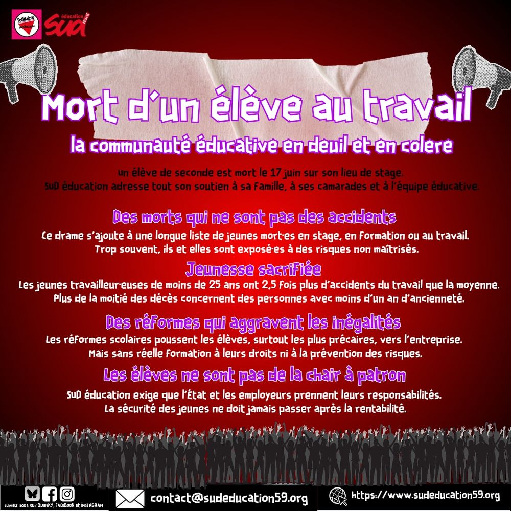 Mort d'un élève au travail : la communauté éducative en deuil et en colère 