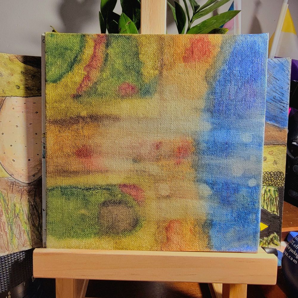 Abstract painting on an easel