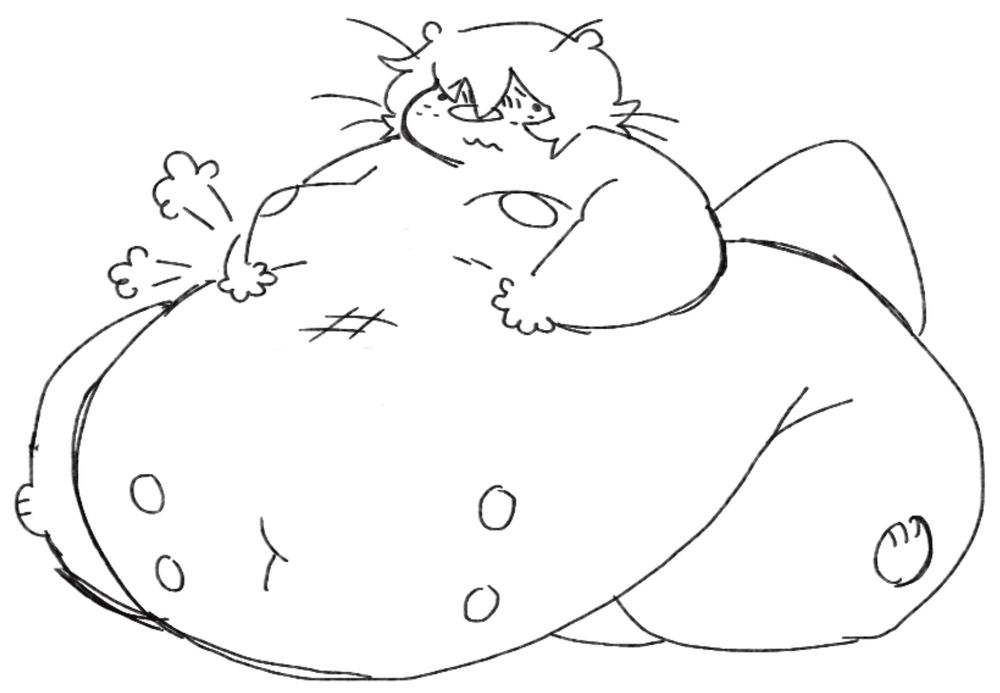 otter lady puffed up like some kind of mega garlic bulb