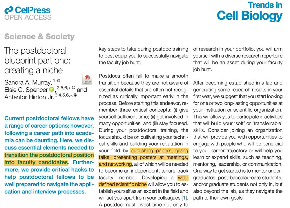 The postdoctoral blueprint part one: creating a niche