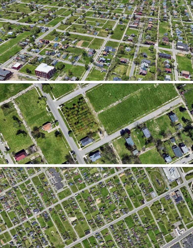 Aerial views of plots of land in East Detroit.